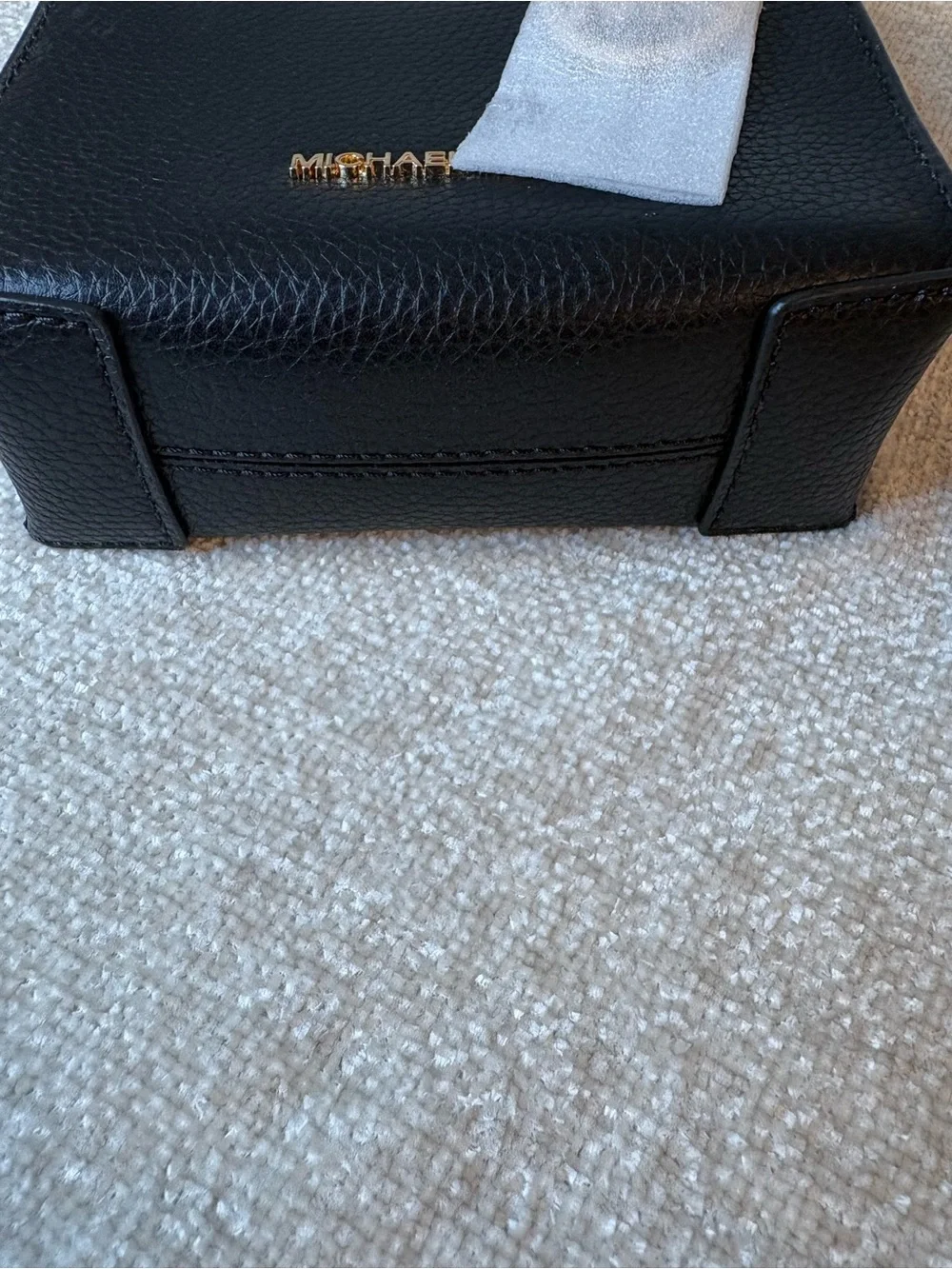 NWT Michael Kors Black Pebble Leather Mercer Extra Small Tote with Gold Logo